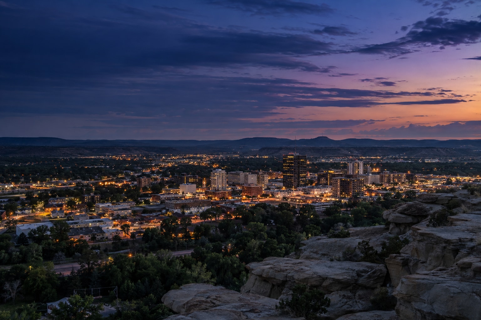 A generated photorealistic city view of Billings, Montana