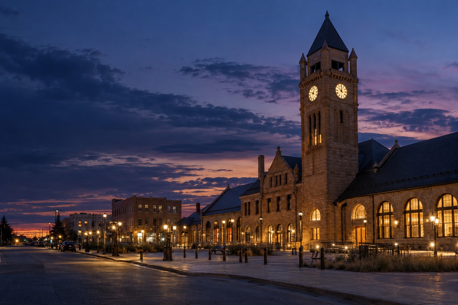 A generated photorealistic city view of Cheyenne, Wyoming