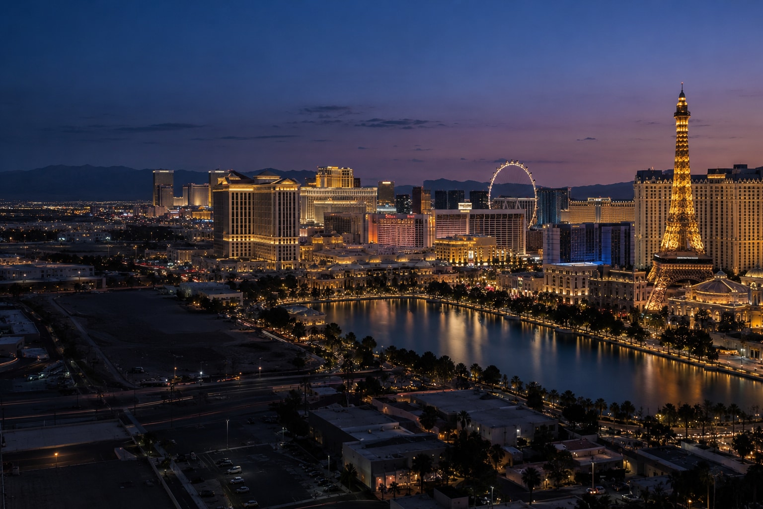 A generated photorealistic city view of Las Vegas, Nevada