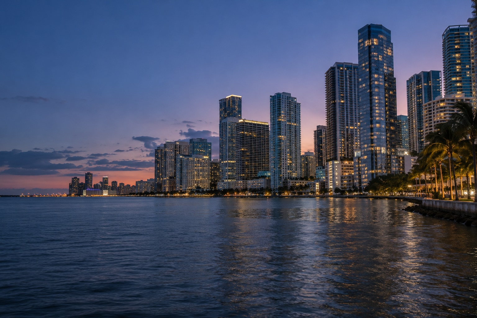A generated photorealistic city view of Miami, Florida