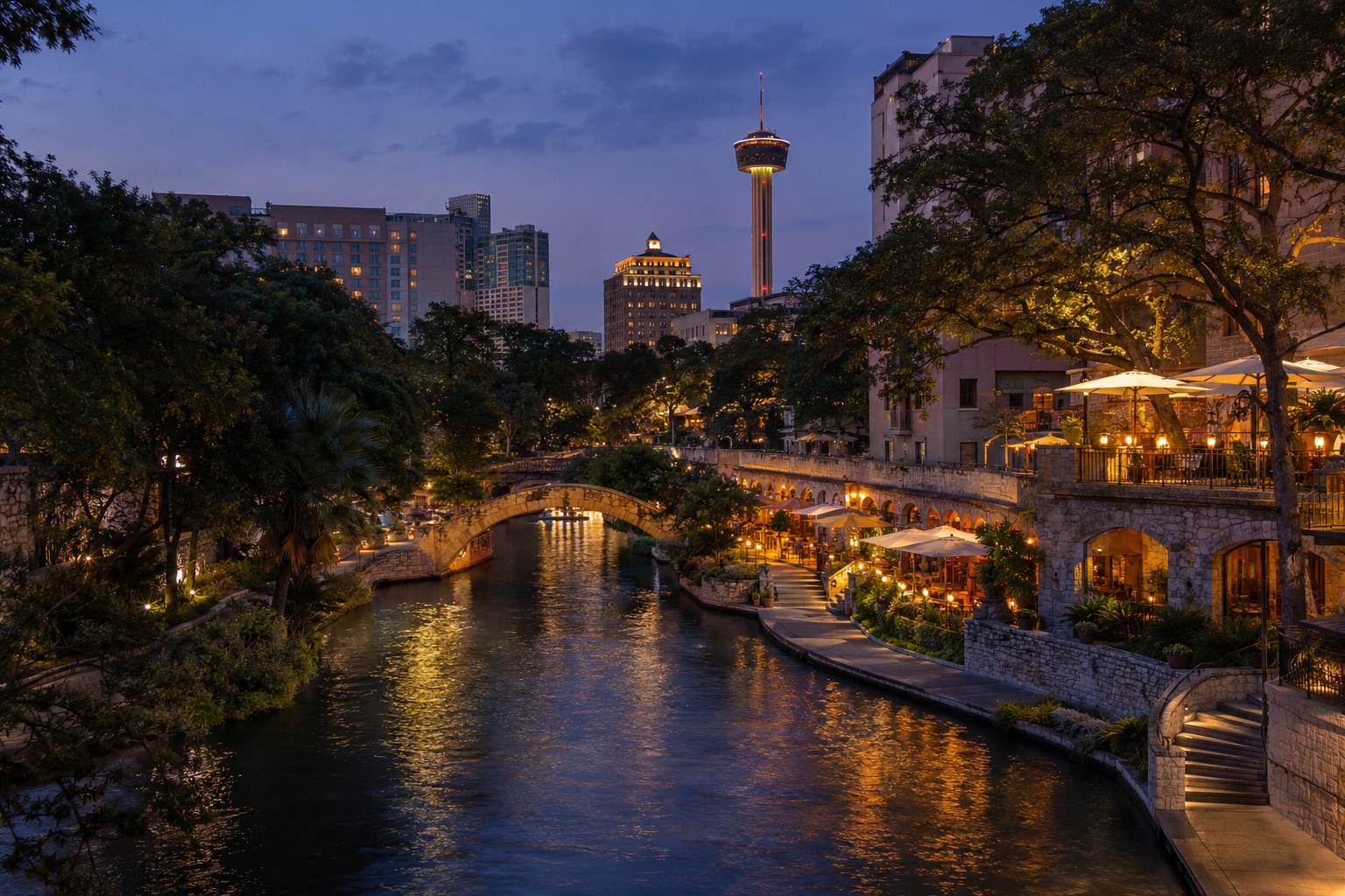 A generated photorealistic city view of San Antonio, Texas