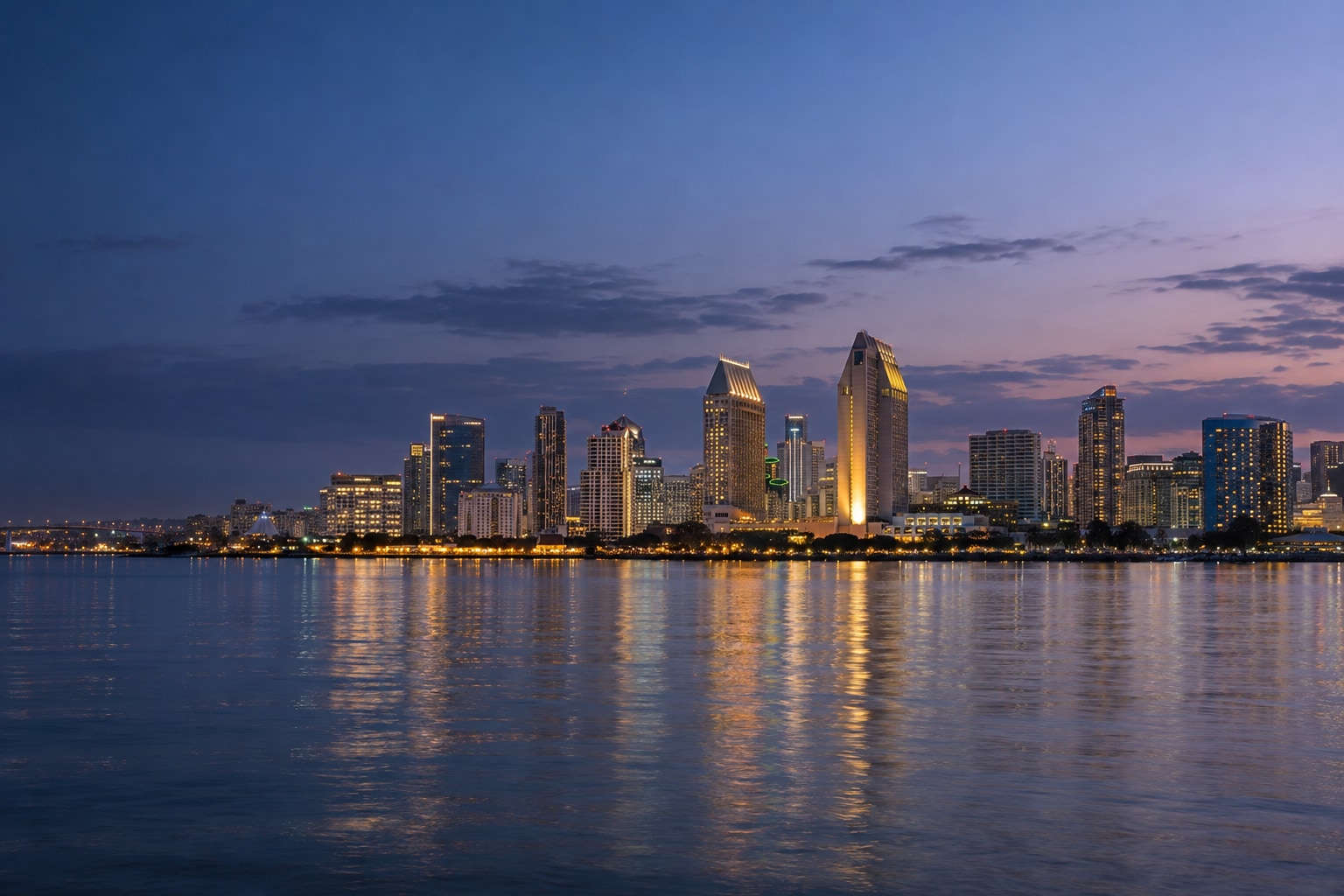 A generated photorealistic city view of San Diego, California