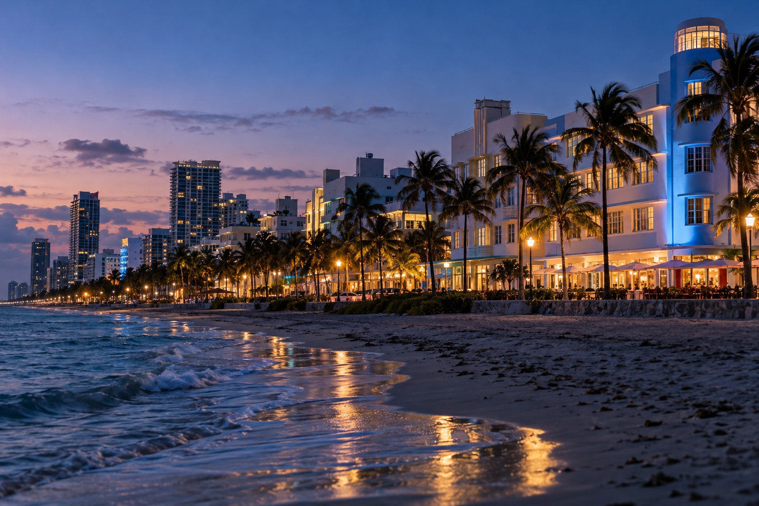 A photorealistic city image of Miami's waterfront