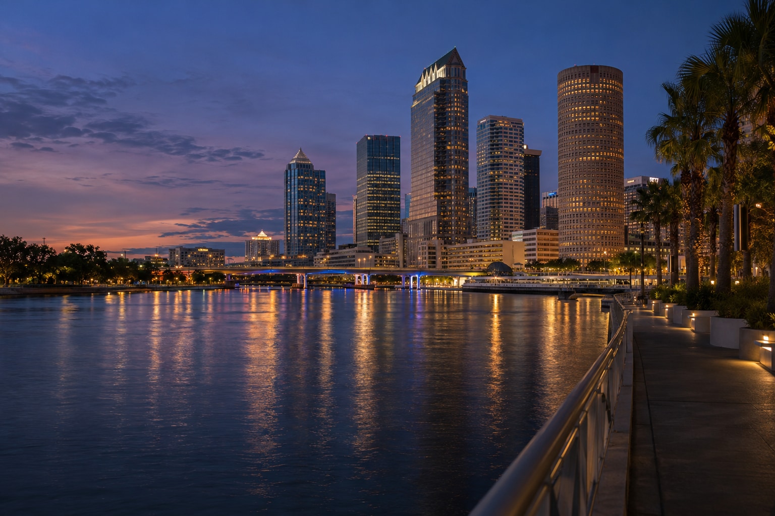 A generated photorealistic city view of Tampa, Florida
