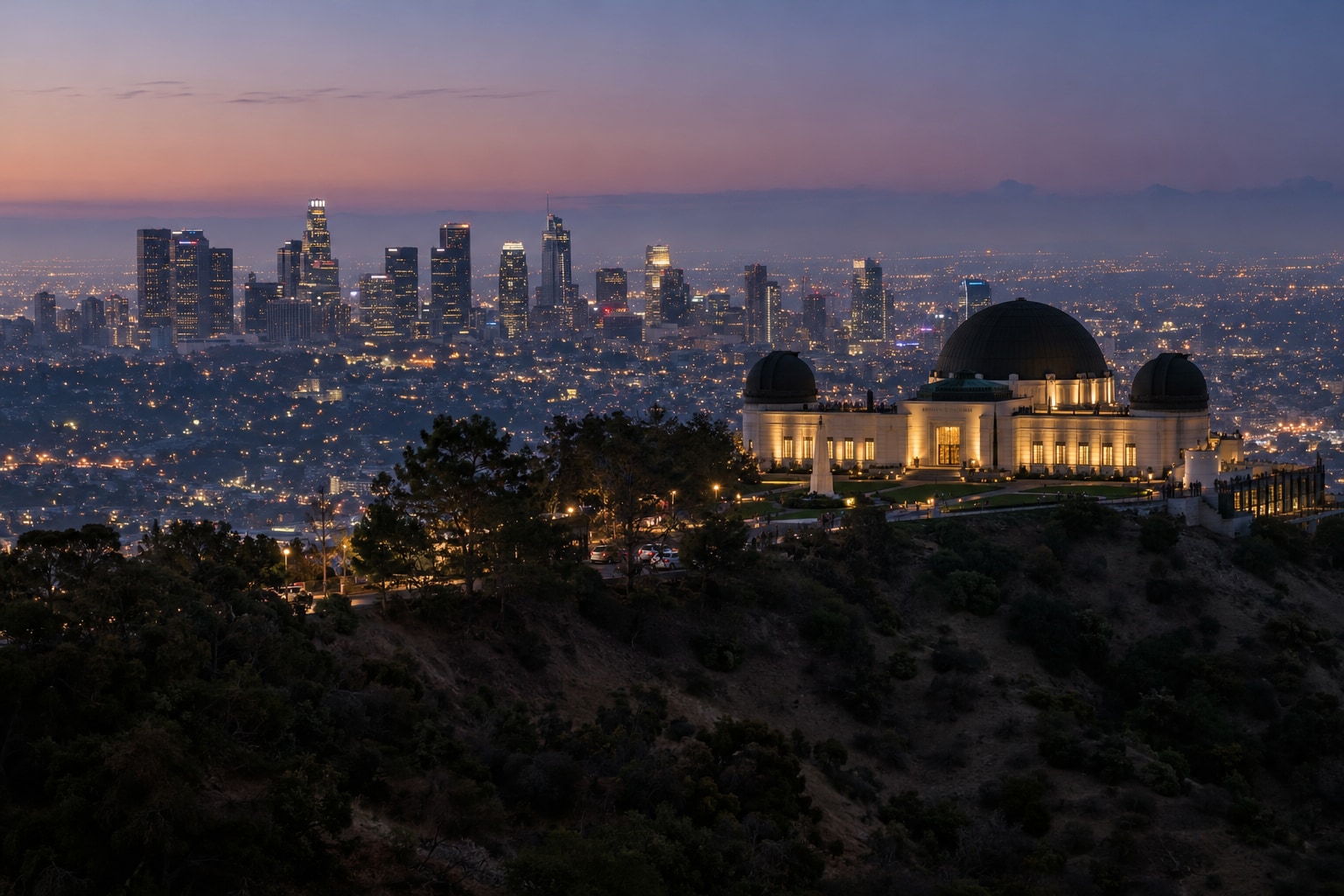 A photorealistic city image of the Los Angeles skyline
