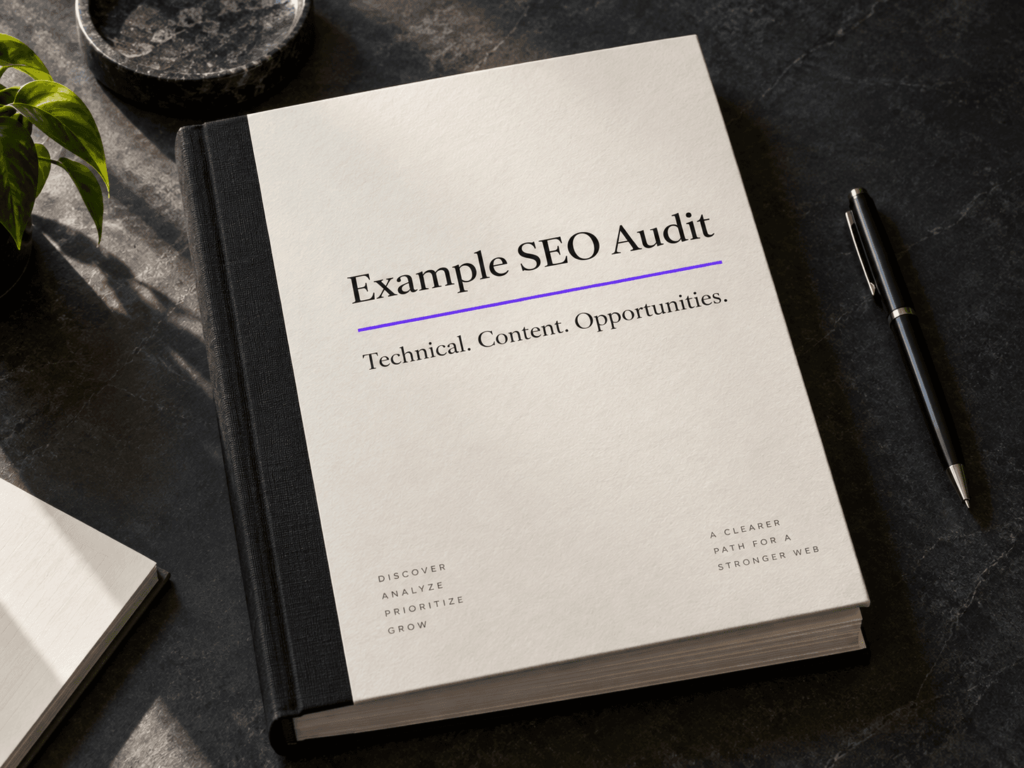 Example SEO audit layout with prioritized findings
